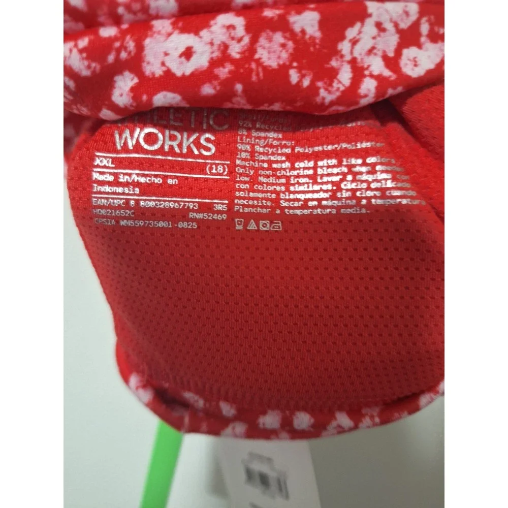 NWT Athletic Works Girls Sports Bra Size XXL 18 Red Mini Floral Dots UPF 30